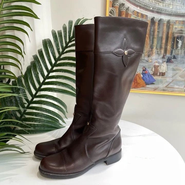Louis Vuitton Louis Vuitton Leather Mid-Calf Boots in Dark Brown -2508 Size US 6 / IT 36 - 3 Thumbnail