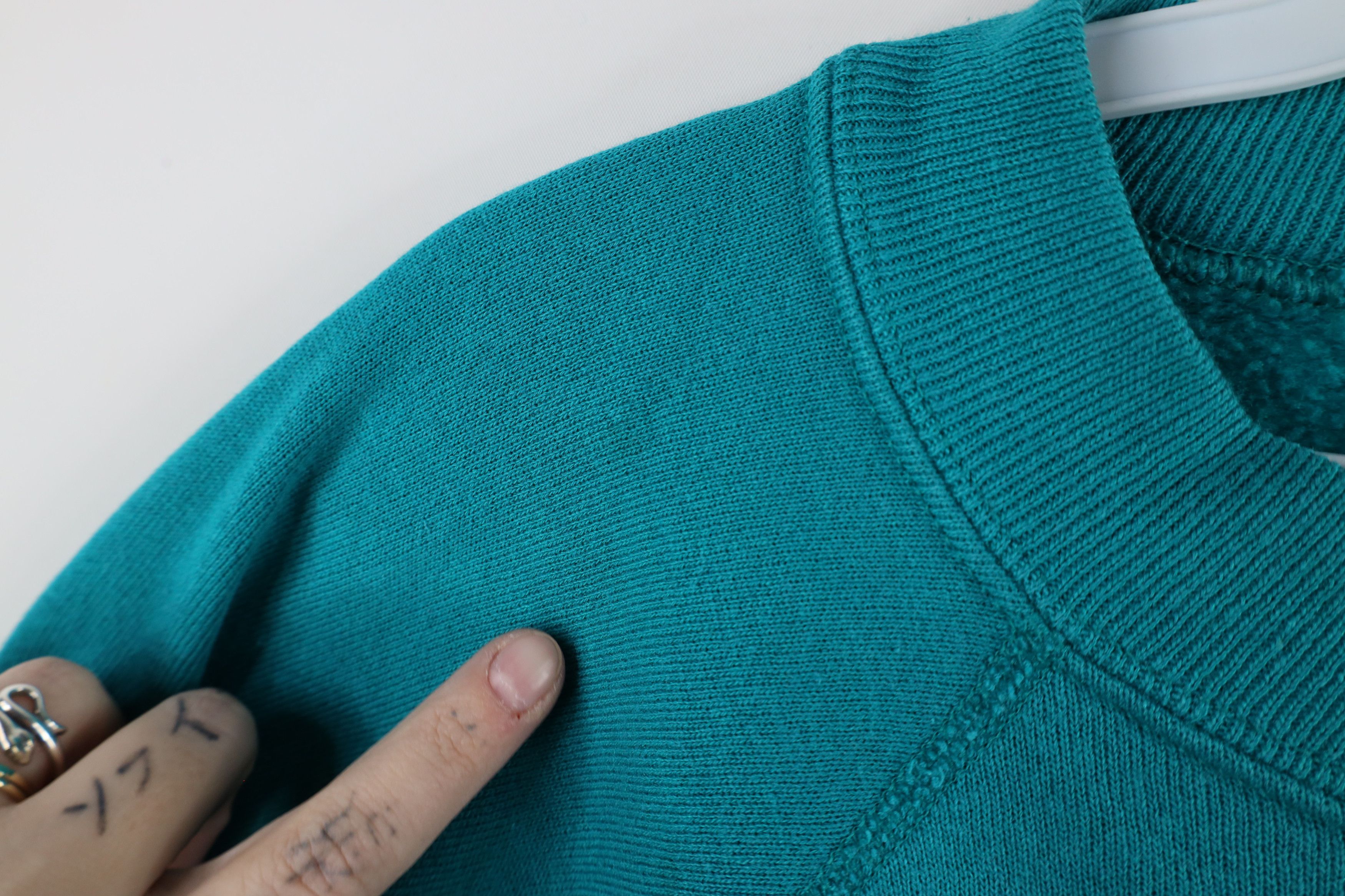 Vintage Vintage 90s Streetwear Blank Crewneck Sweatshirt Teal USA Size XL / US 12-14 / IT 48-50 - 8 Thumbnail