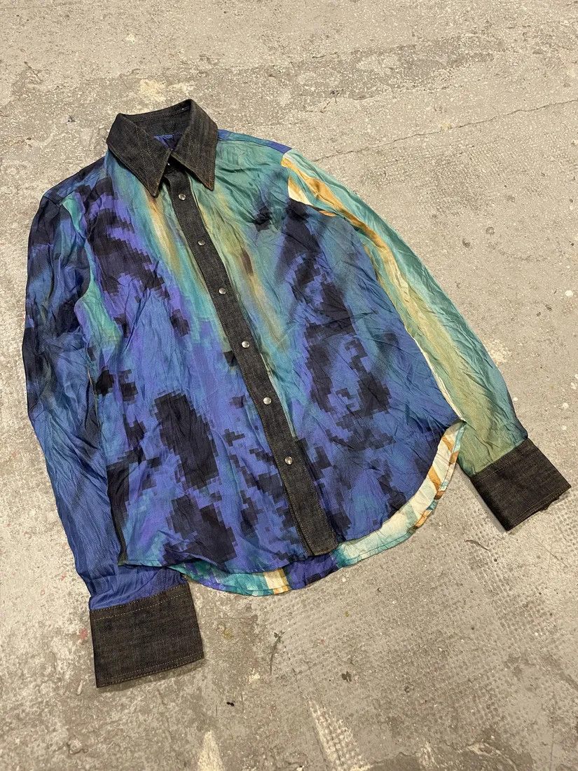 Just Cavalli × Vintage SS2001 Cavalli Pixelized Art Shirt Size US S / EU 44-46 / 1 - 4 Thumbnail
