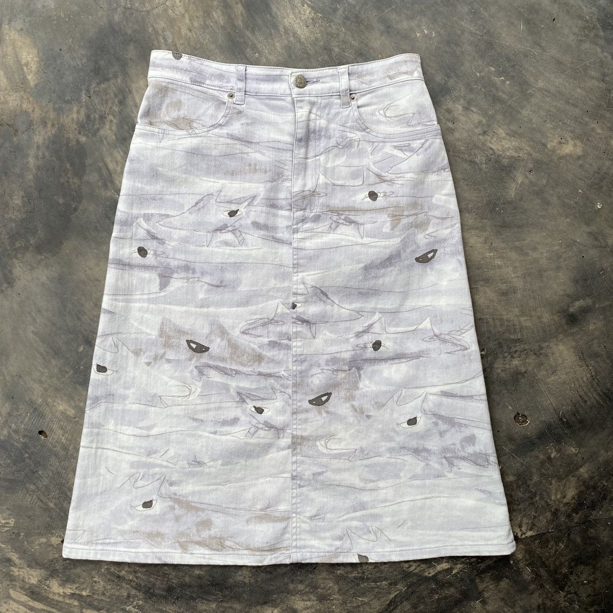 Tsumori Chisato TSUMORI CHISATO Shark Print Denim Skirt Size 28" / US 6 / IT 42 - 2 Thumbnail
