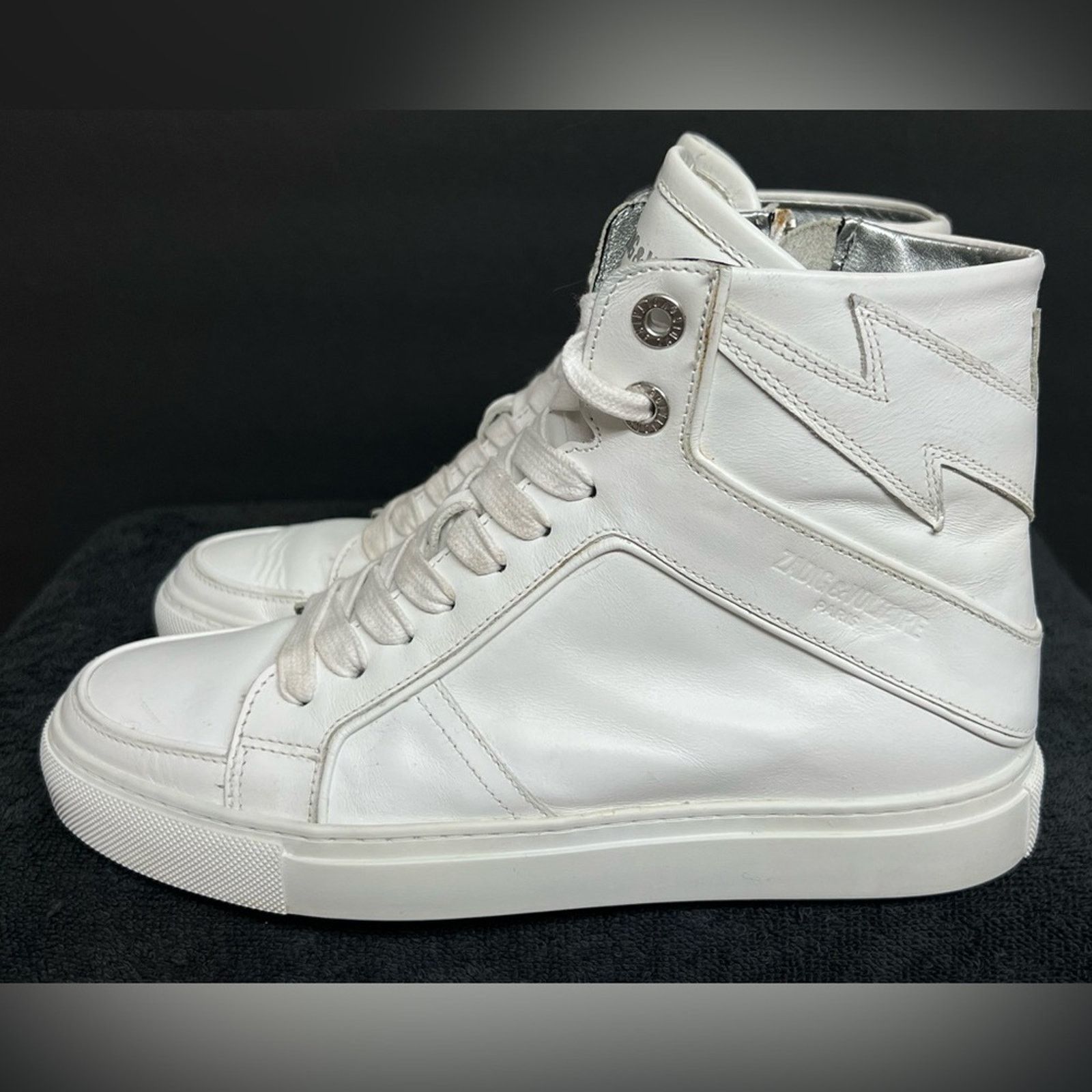 Zadig & Voltaire Size 37 - Zadig & Voltaire High Flash Sneakers White Leather Size US 6.5 / IT 36.5 - 1 Thumbnail