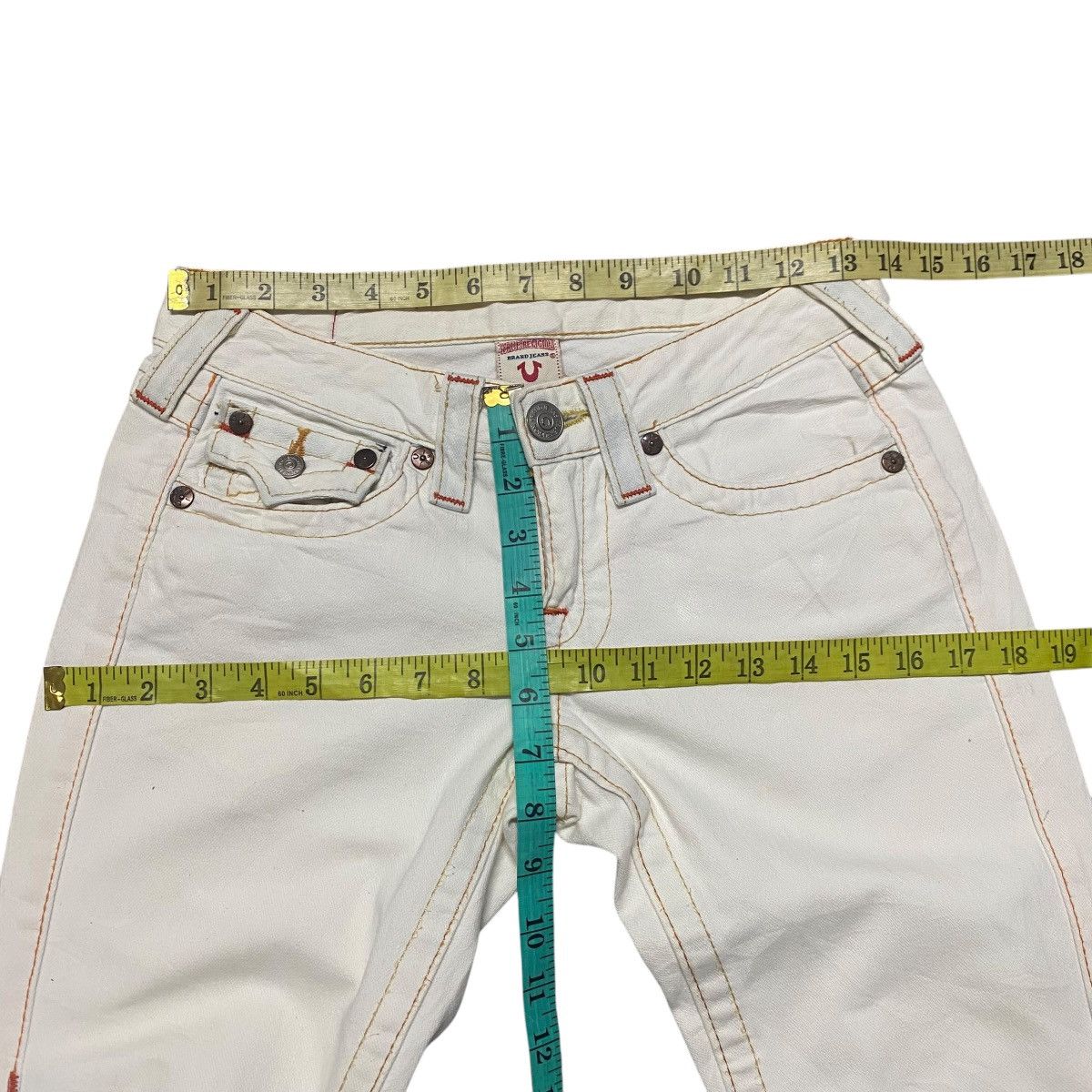True Religion True Religion Off White Denim Flare Jeans Size 26" / US 2 / IT 38 - 16 Thumbnail