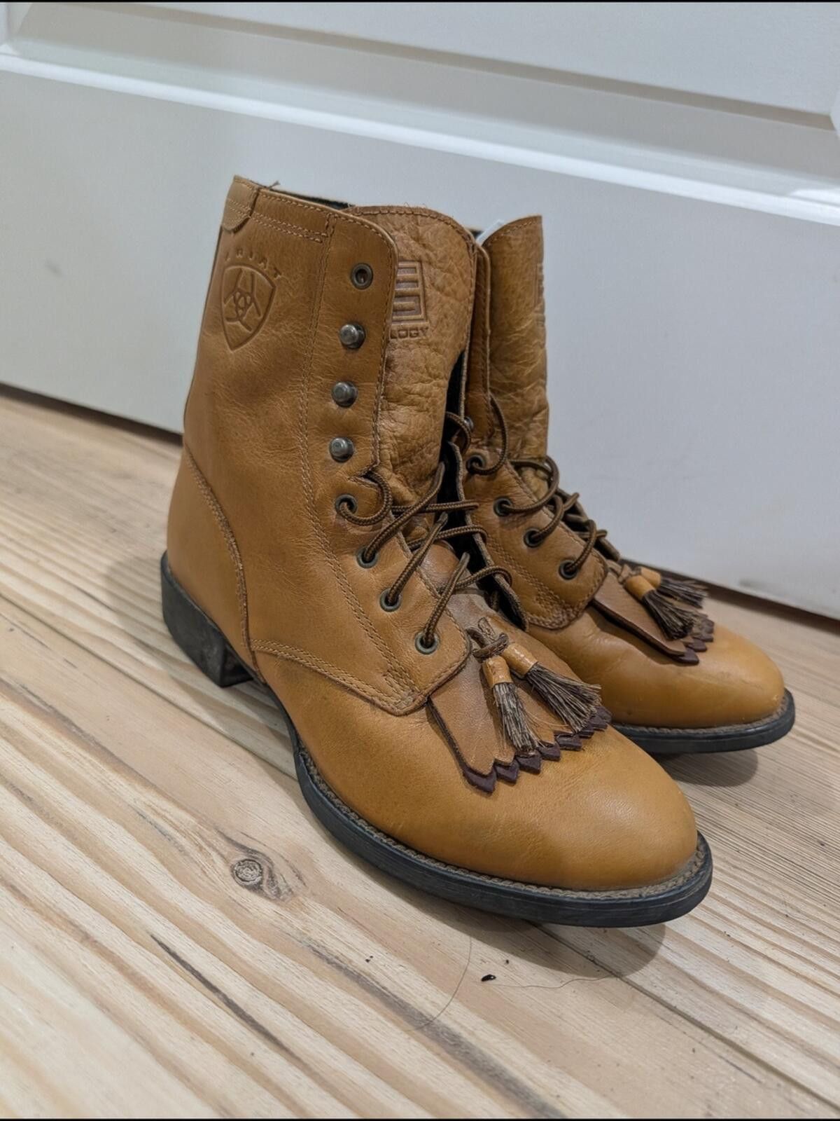 Ariat Ariat Chestnut Tan Leather Lace-Up Tassel Boots Size US 6.5 / IT 36.5 - 2 Thumbnail