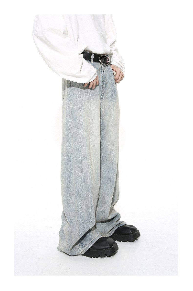 Japanese Brand Japanese retro washed light blue straight distressed jeans Size US 34 / EU 50 - 5 Thumbnail