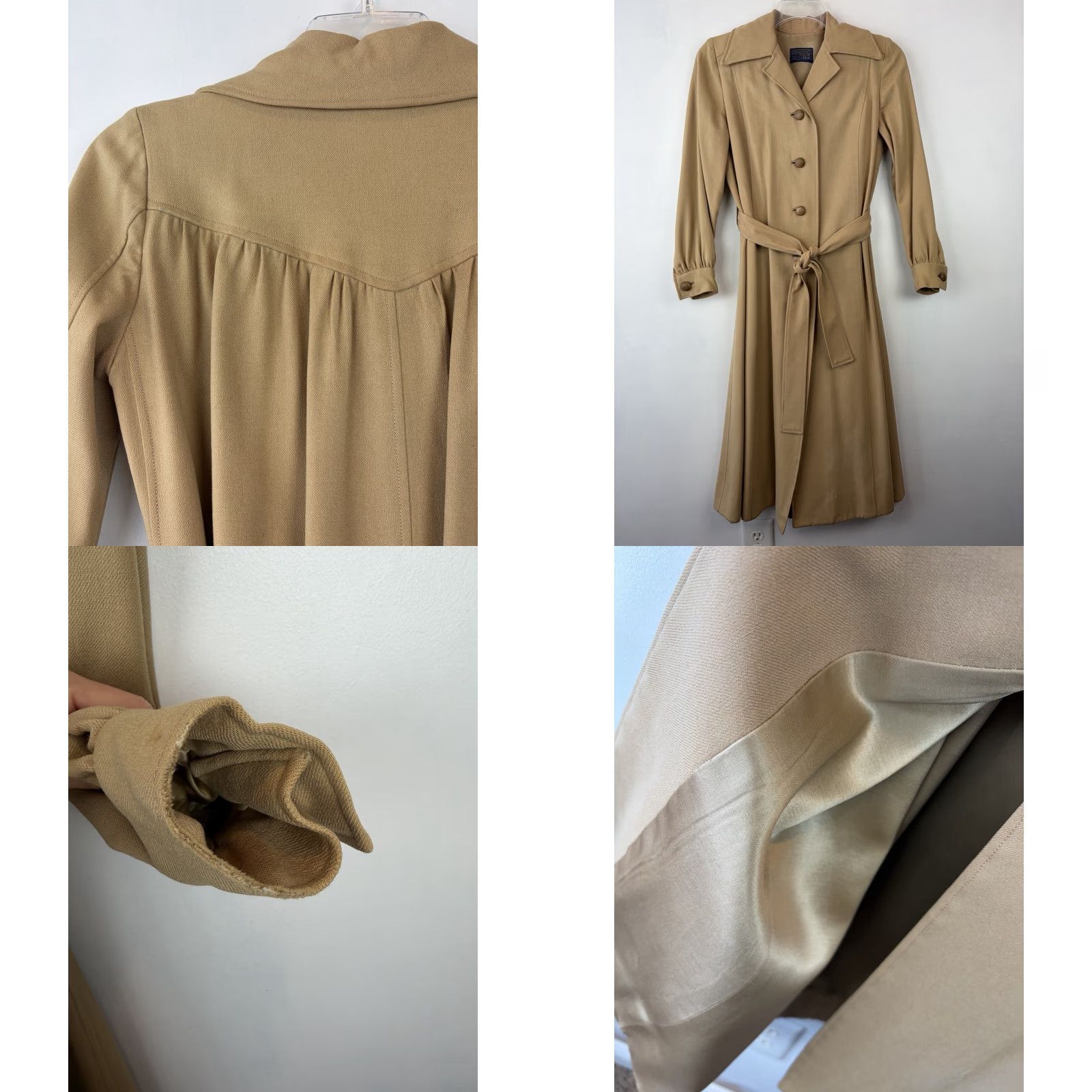 Pendleton VINTAGE Pendleton Coat Womens Long Wool Belted Trench Jacket XS? No, Size M Brown Vintage 80s 90s Preppy Retro Western Made in USA Long Coat Size M / US 6-8 / IT 42-44 - 8 Thumbnail