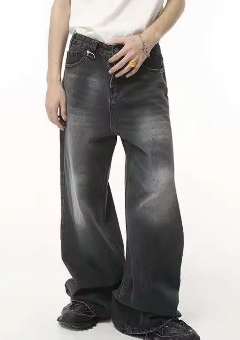 Japanese Brand baggy black wide leg jeans y2k/200s Size US 29 - 6 Thumbnail