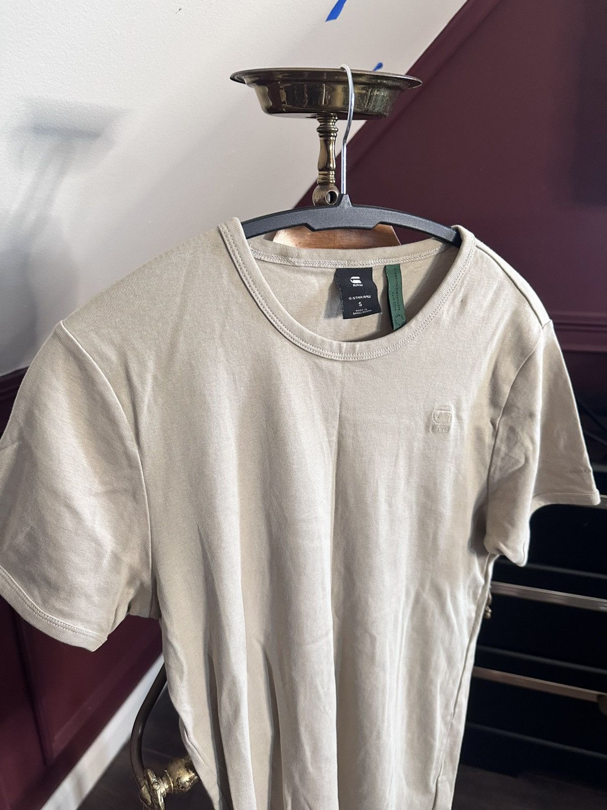 G-Star Beige knit organic cotton logo muscle tee t-shirt Size US S / EU 44-46 / 1 - 2 Thumbnail