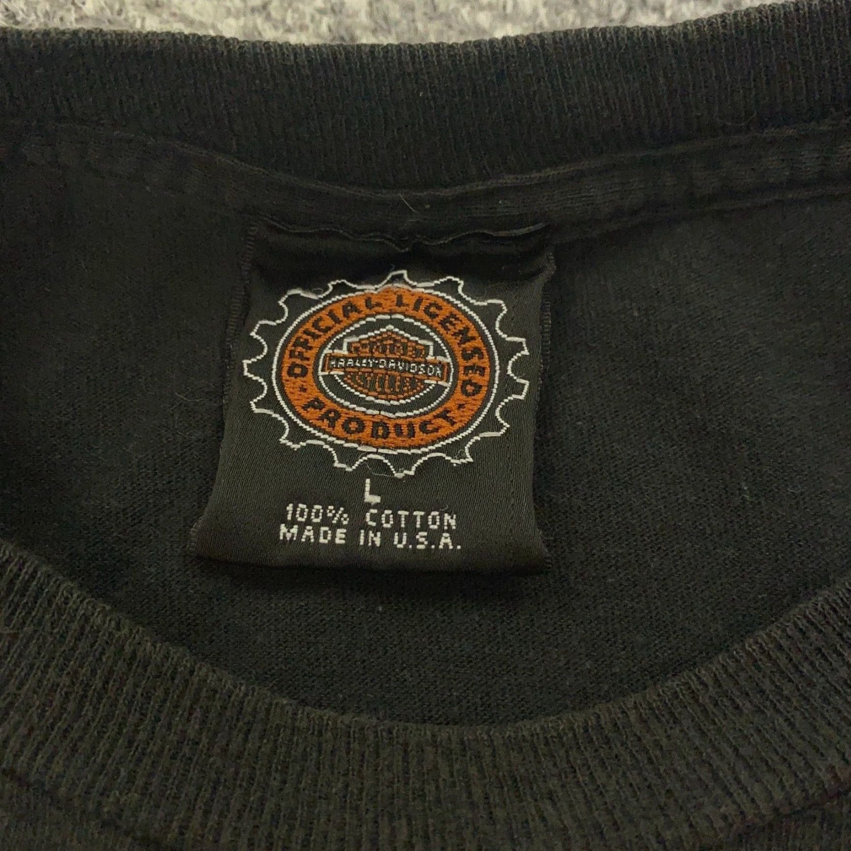 Harley Davidson VTG Harley-Davidson Shirt Mens L Black Whiskey No 7 Myrtle Beach Biker 1998 90s Grunge Logo T-Shirt Mens Black Harley-Davidson Shirt Size US L / EU 52-54 / 3 - 6 Thumbnail