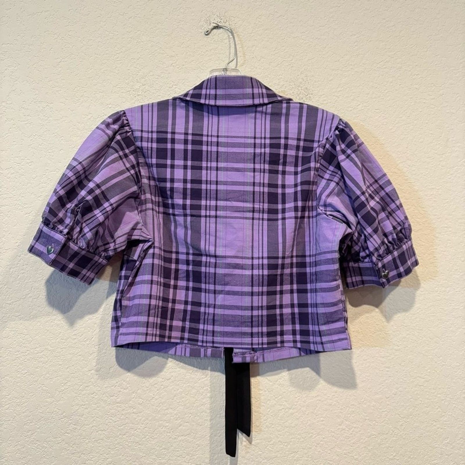 Killstar Killstar Purple Plaid Cropped Top Heart Buttons Tie Front M Size M / US 6-8 / IT 42-44 - 6 Thumbnail