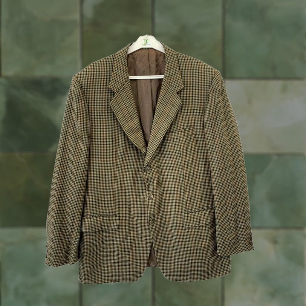 Vintage Belvest Blazer Men’s 46 US Brown Check 100% Cashmere Tailoring Style 2 Piece Mature Long Navy Blazer Mens Size 46R - 1 Thumbnail
