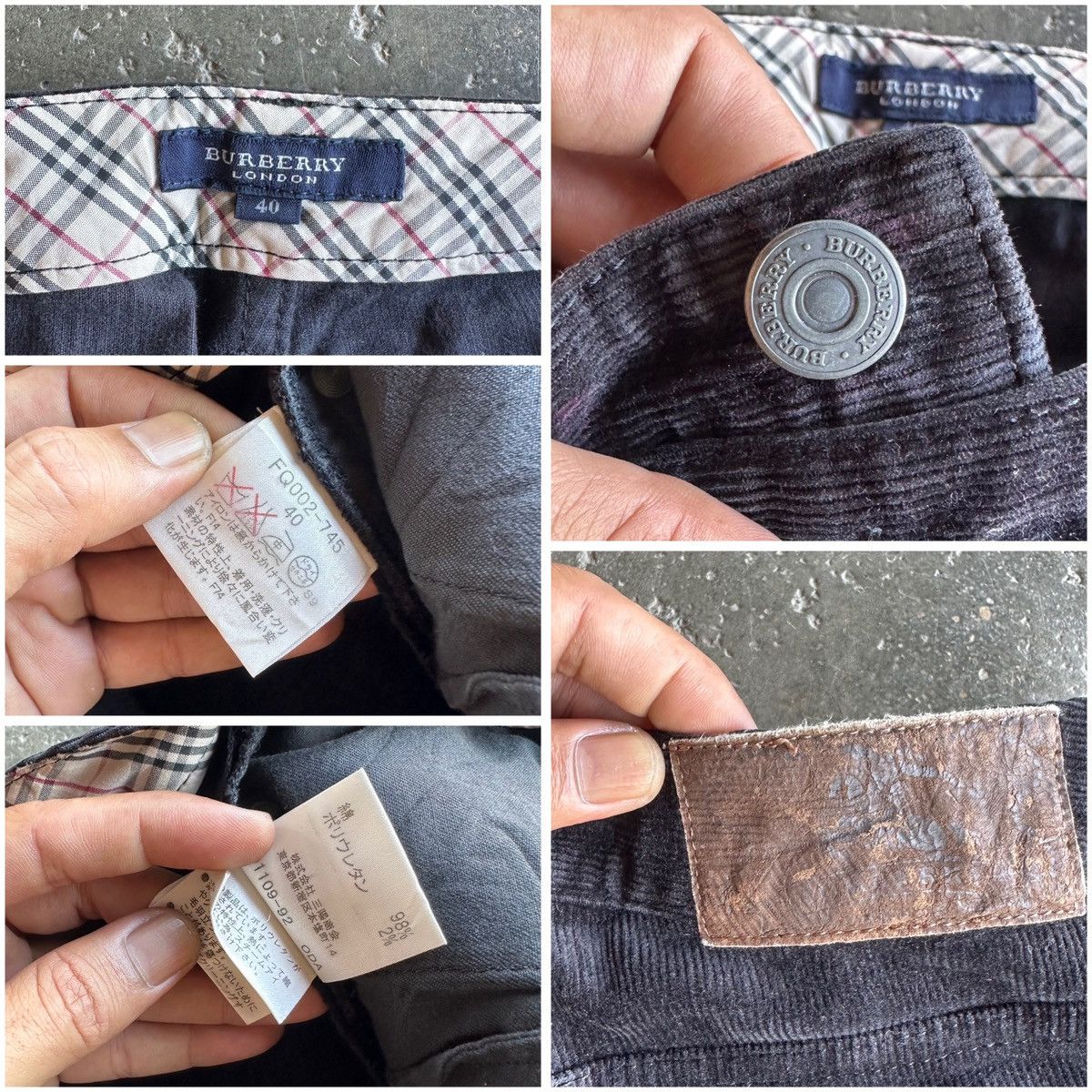 Burberry BURBERRY NOVA CHECK CORDUROY BLACK PANTS W28 Size US 28 / EU 44 - 14 Thumbnail