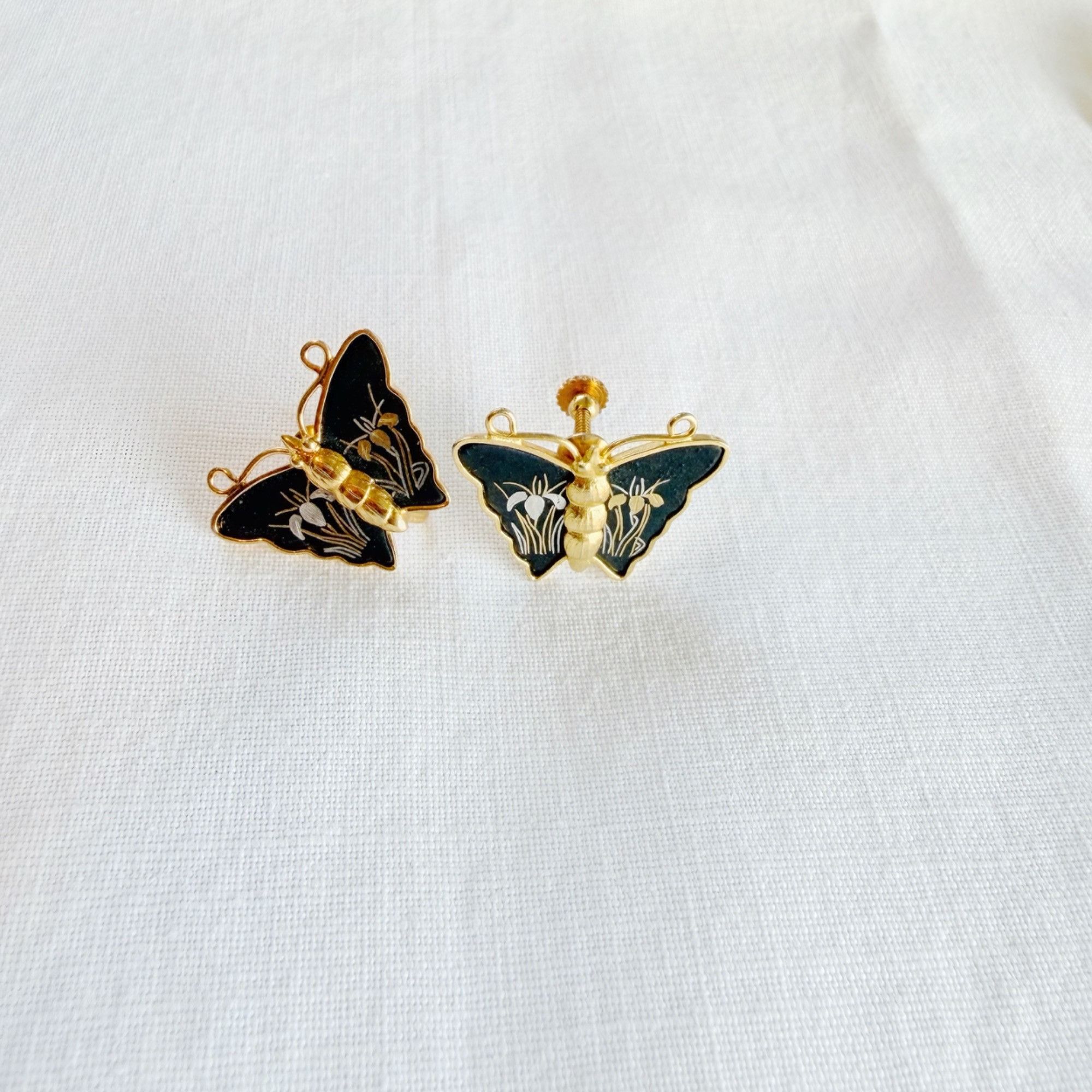 Vintage Vintage Amita Japan Damascene Iris Butterfly Screw-Back Earr Size ONE SIZE - 1 Thumbnail