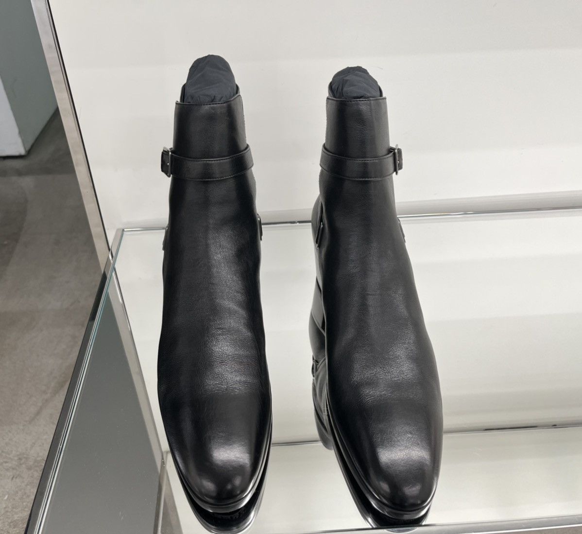 Saint Laurent Paris Hammered Leather DORIAN Boots with Buckle Detail Size US 11 / EU 44 - 2 Thumbnail