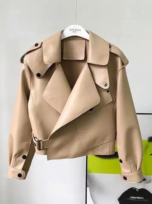 Japanese Brand Leather Jacket Women Loose PU Leather Short Coat One Button Size M / US 6-8 / IT 42-44 - 1 Thumbnail
