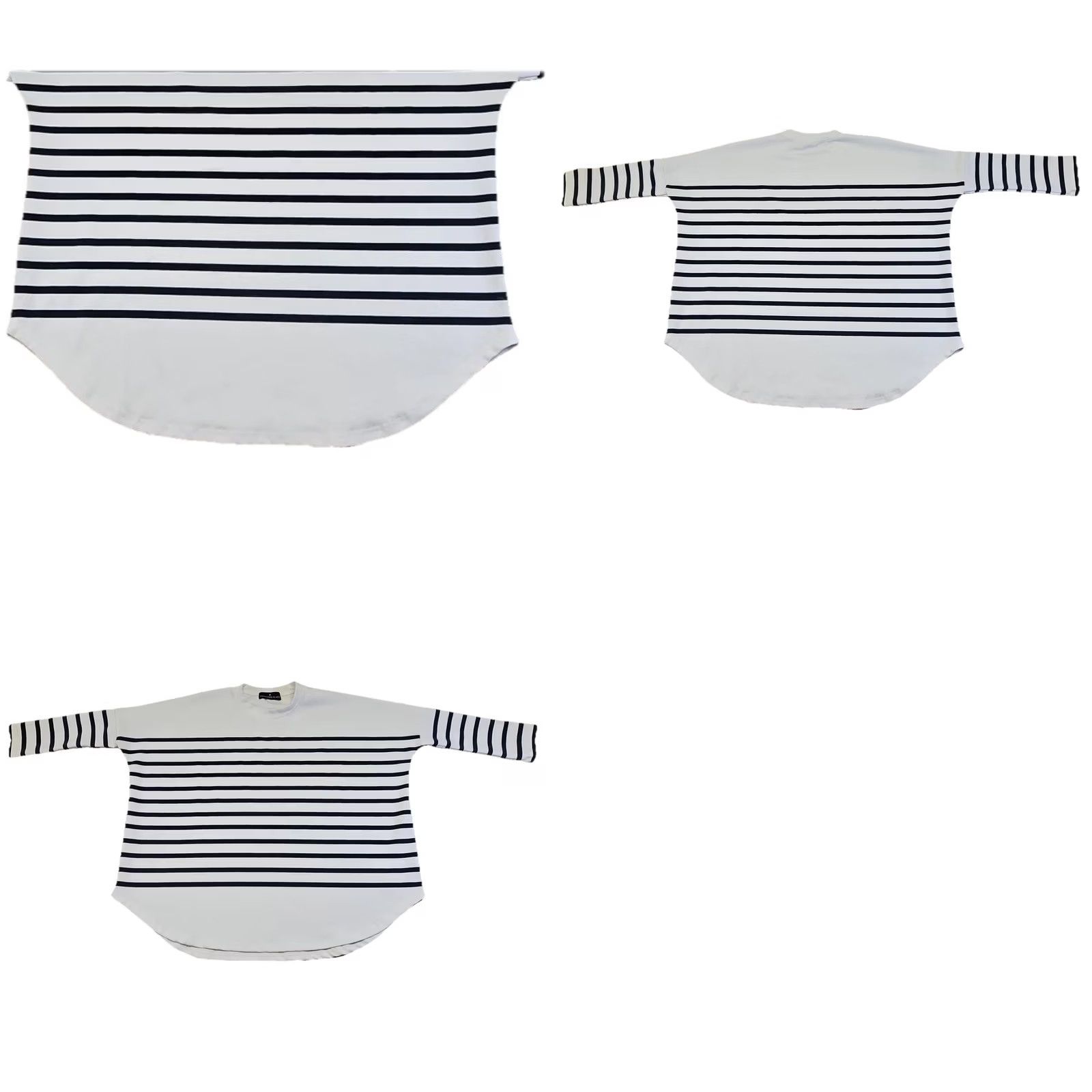 Vintage Pomander Place Top Womens Boxy Tunic 3/4 Sleeve White Blue Striped Beach Casual Shirt OS Size ONE SIZE - 8 Thumbnail