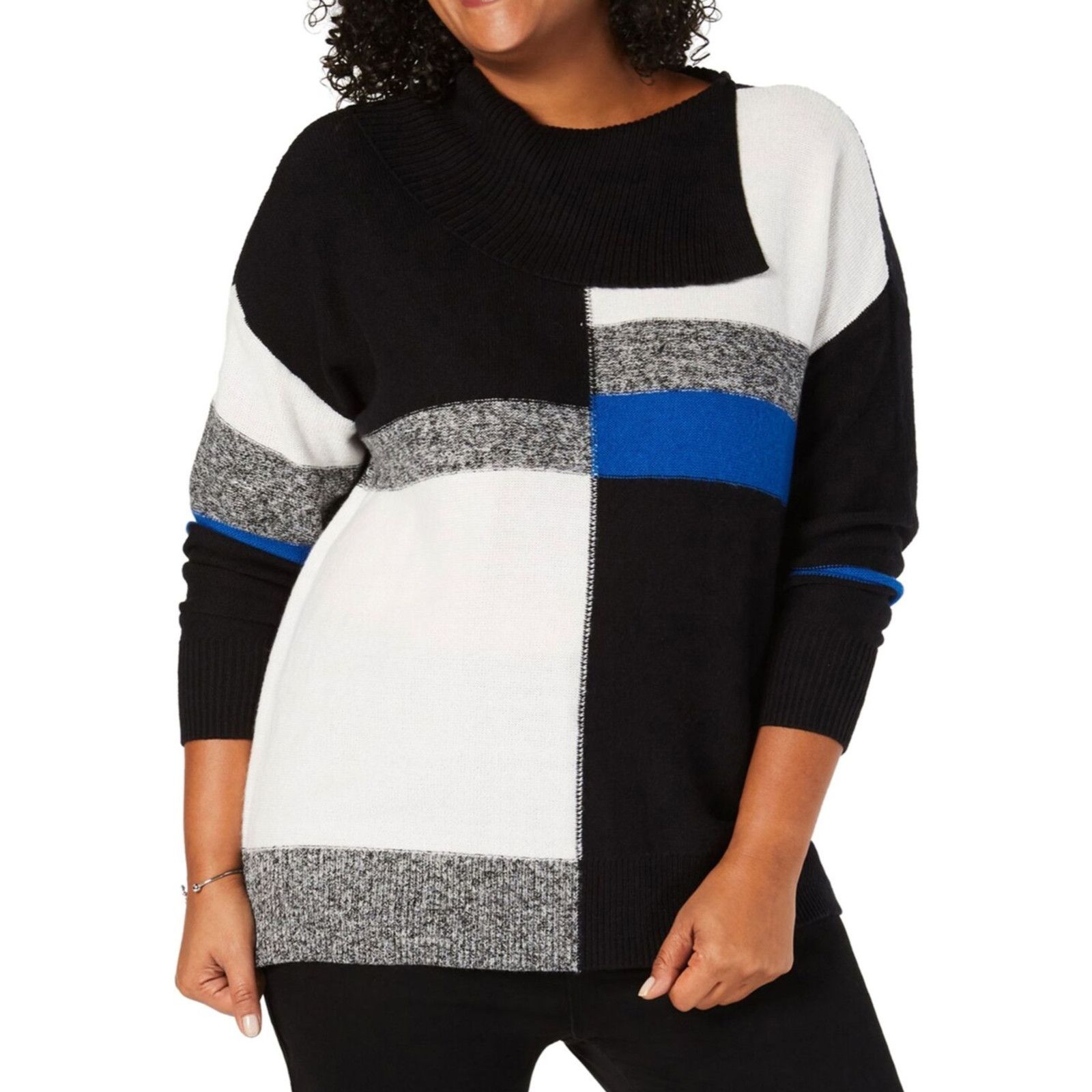 Other Style & Co Sweater Envelope Neck Colorblock Sea Captin SMALL Size S / US 4 / IT 40 - 1 Thumbnail