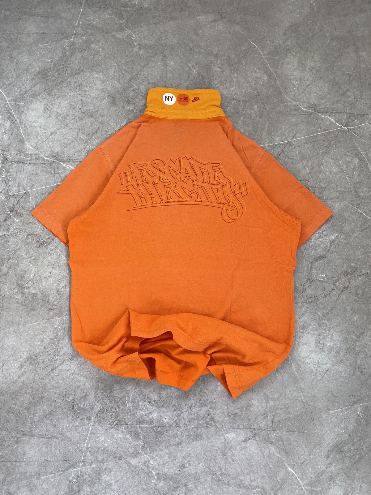 Nike Vintage Y2K Nike Big Logo “ESCAPE THE CITY” Orange Polo Size US L / EU 52-54 / 3 - 3 Thumbnail