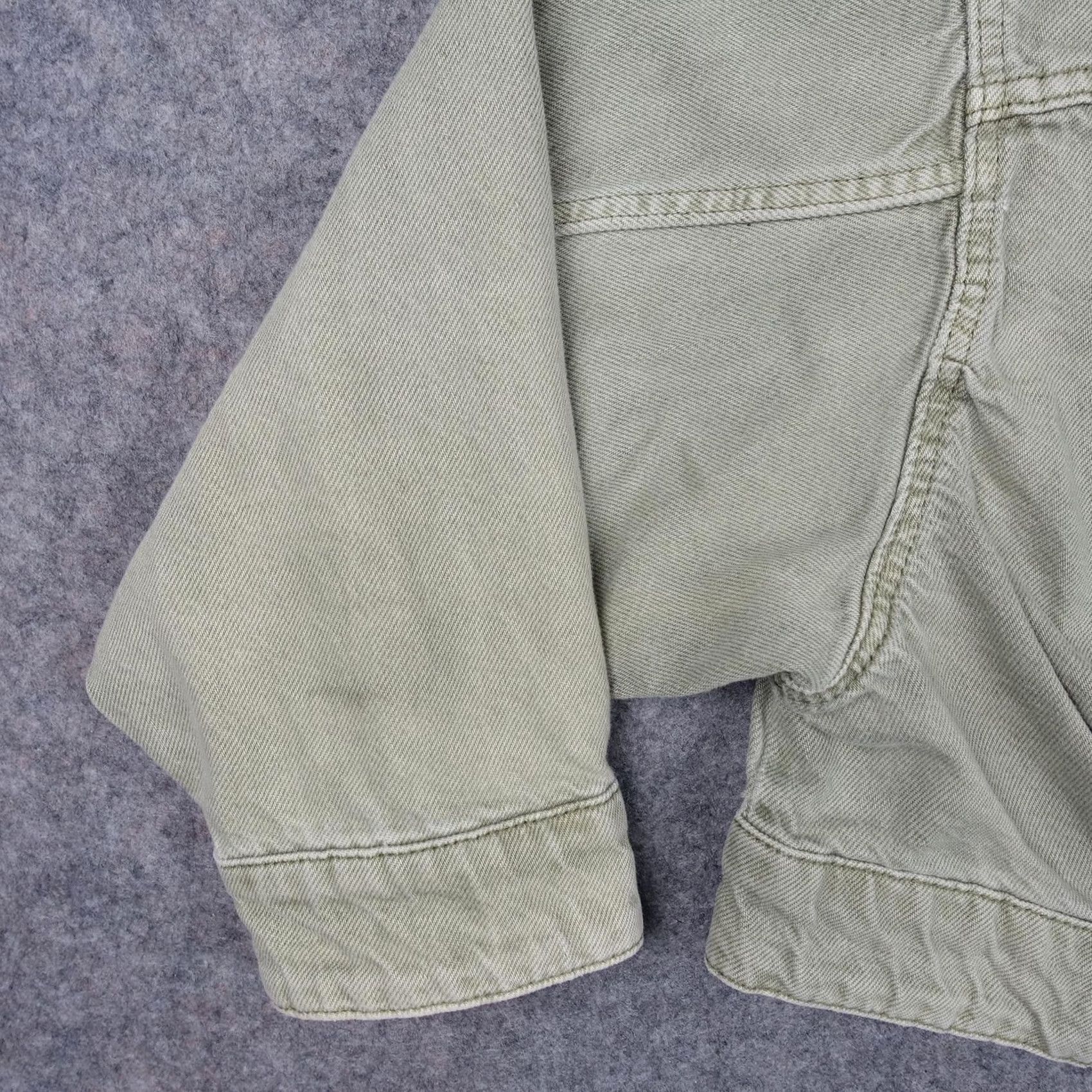 Zara VINTAGE Zara Jacket Womens Small Green Hooded Cropped Twill Snap Front Utility Pockets Size S / US 4 / IT 40 - 7 Thumbnail