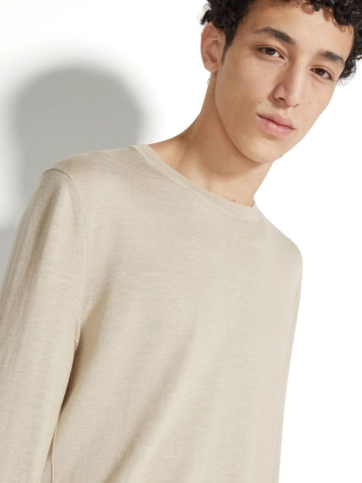 Ermenegildo Zegna o1s1rm0225 RUDF9 Crewneck Sweater in Beige Size US M / EU 48-50 / 2 - 4 Thumbnail