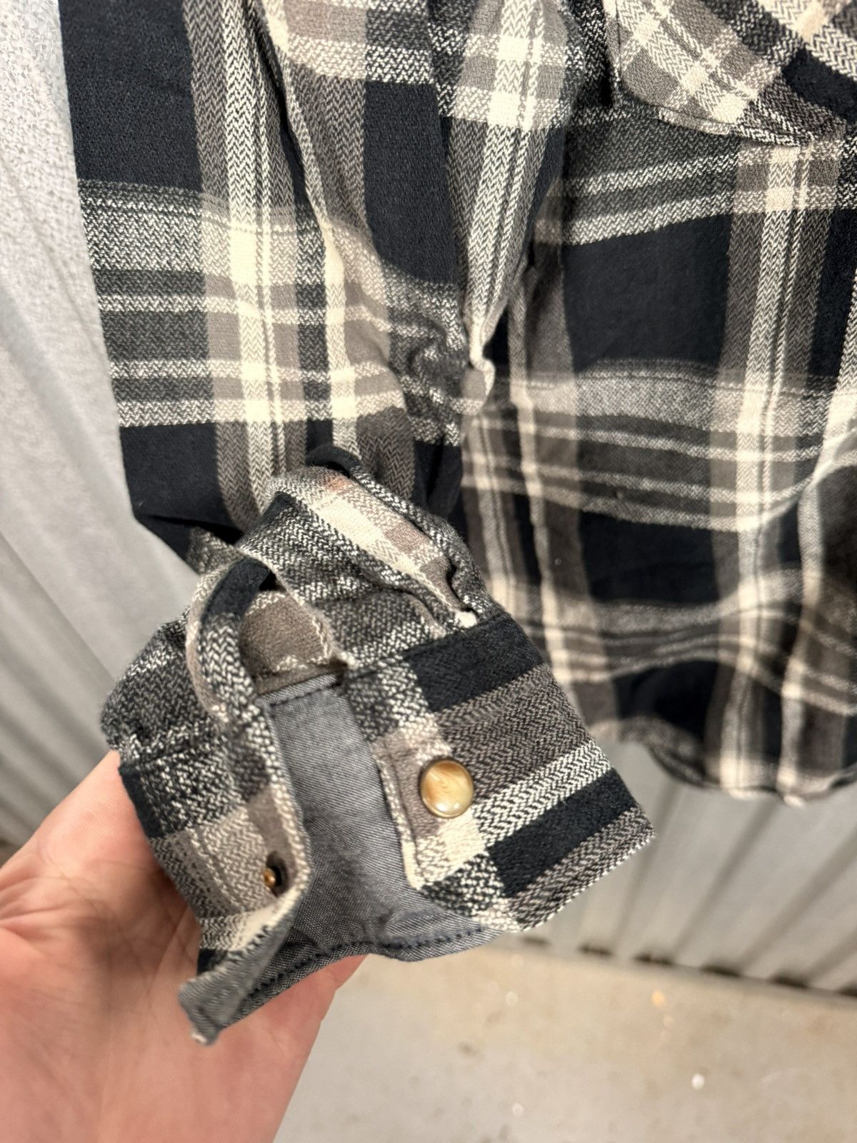 Vintage Wrangler Pearl Snap Plaid Button Up Cowboy Shirt