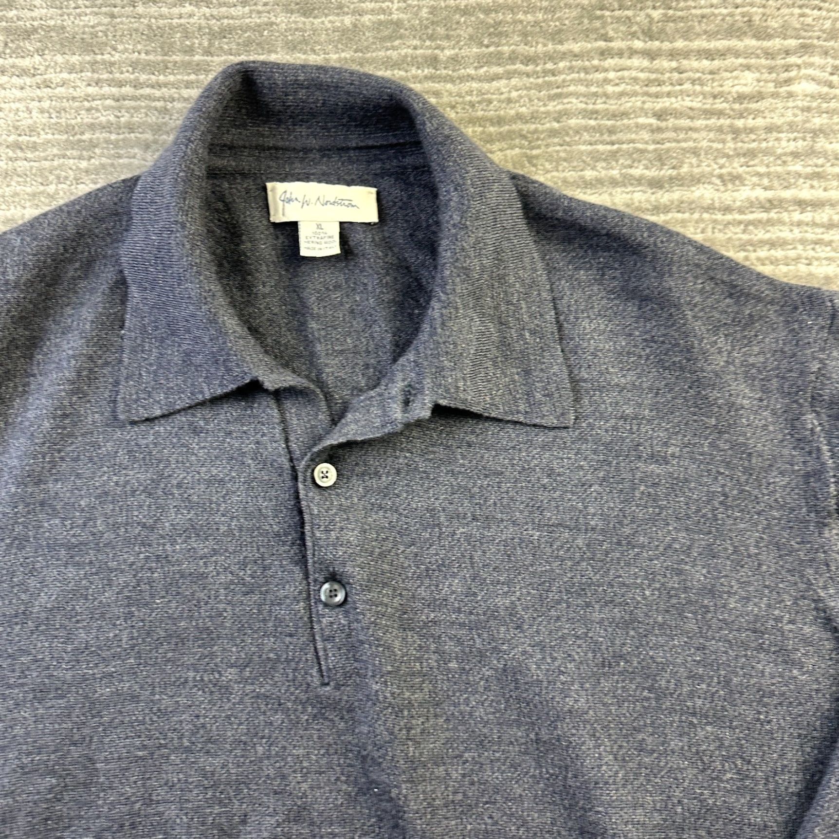 Nordstrom Nordstrom Polo Shirt Mens XL Knit Wool Merino Italy Gr ay Logo Button Vintage? No Polo Shirt Size US XL / EU 56 / 4 - 3 Thumbnail