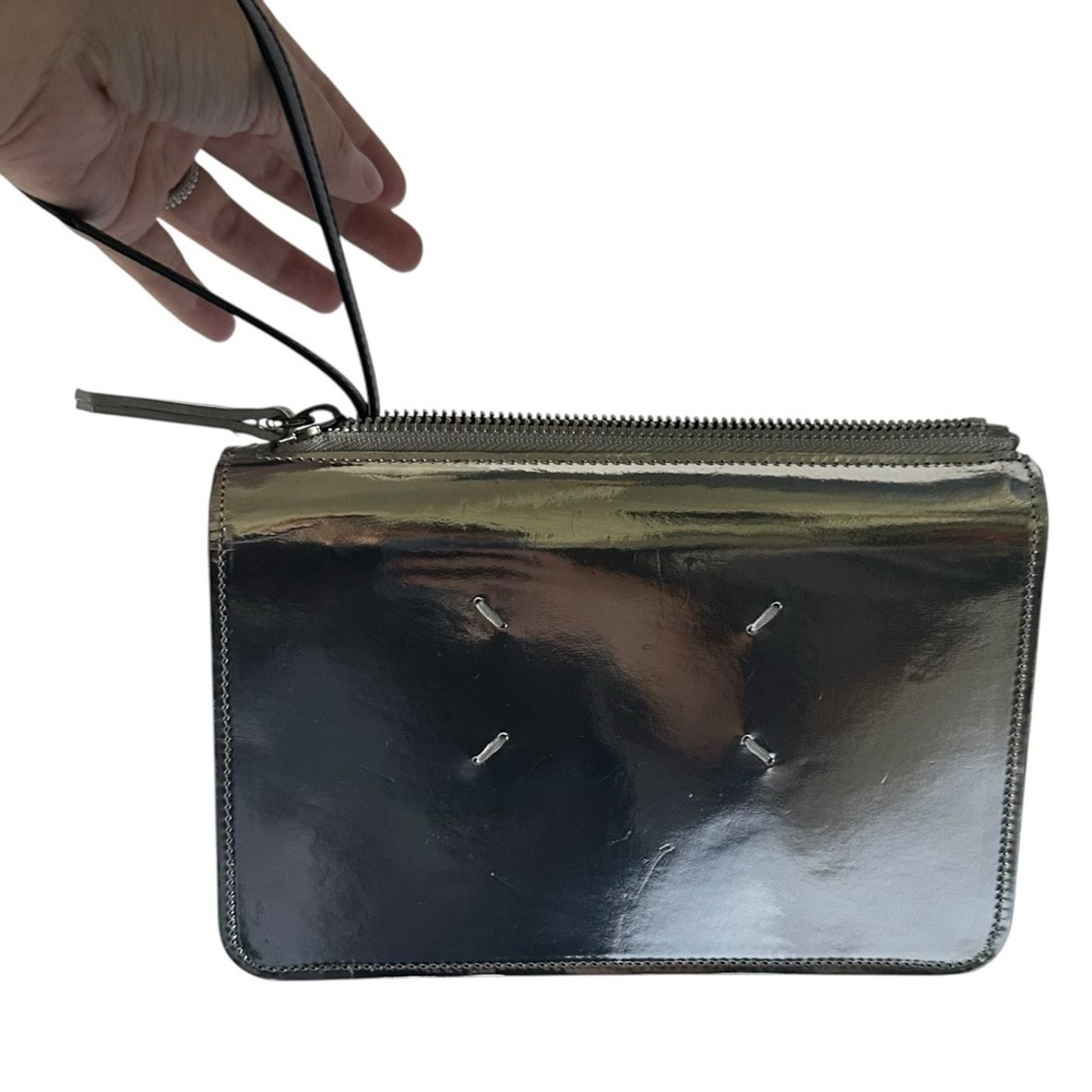 Maison Margiela MM11 SS17 Silver Reflective Mirror Leather Clutch w/ Strap Size ONE SIZE - 5 Thumbnail
