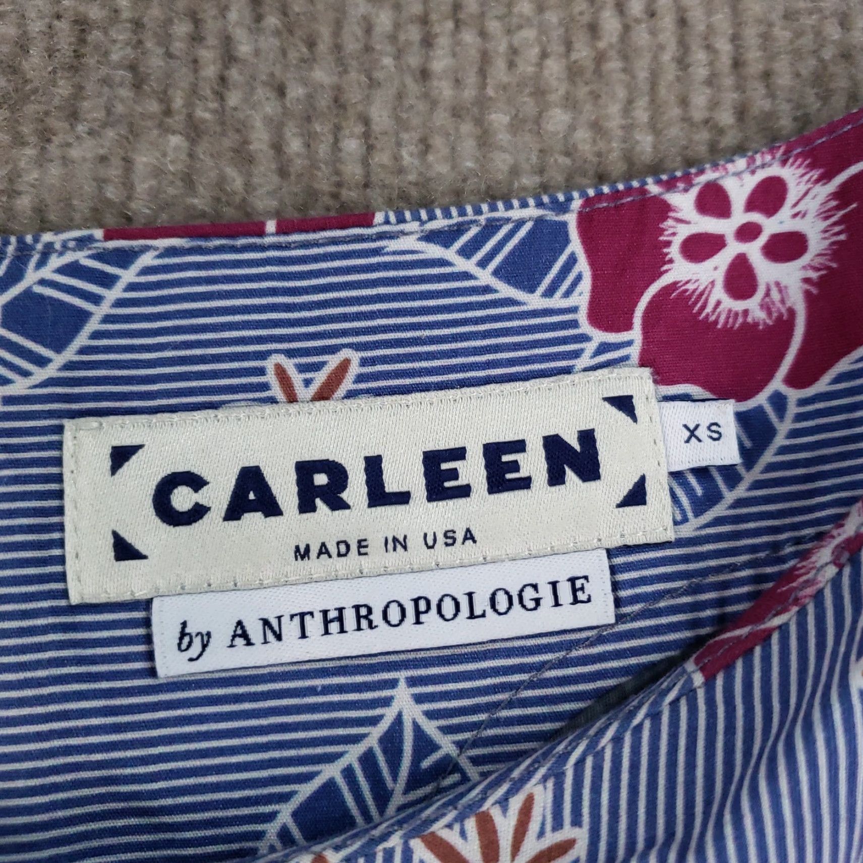 Anthropologie Carleen Dress XS Womens Blue Floral Shift USA Anthropologie Boho Short Sleeve Size 26" / US 2 / IT 38 - 6 Thumbnail
