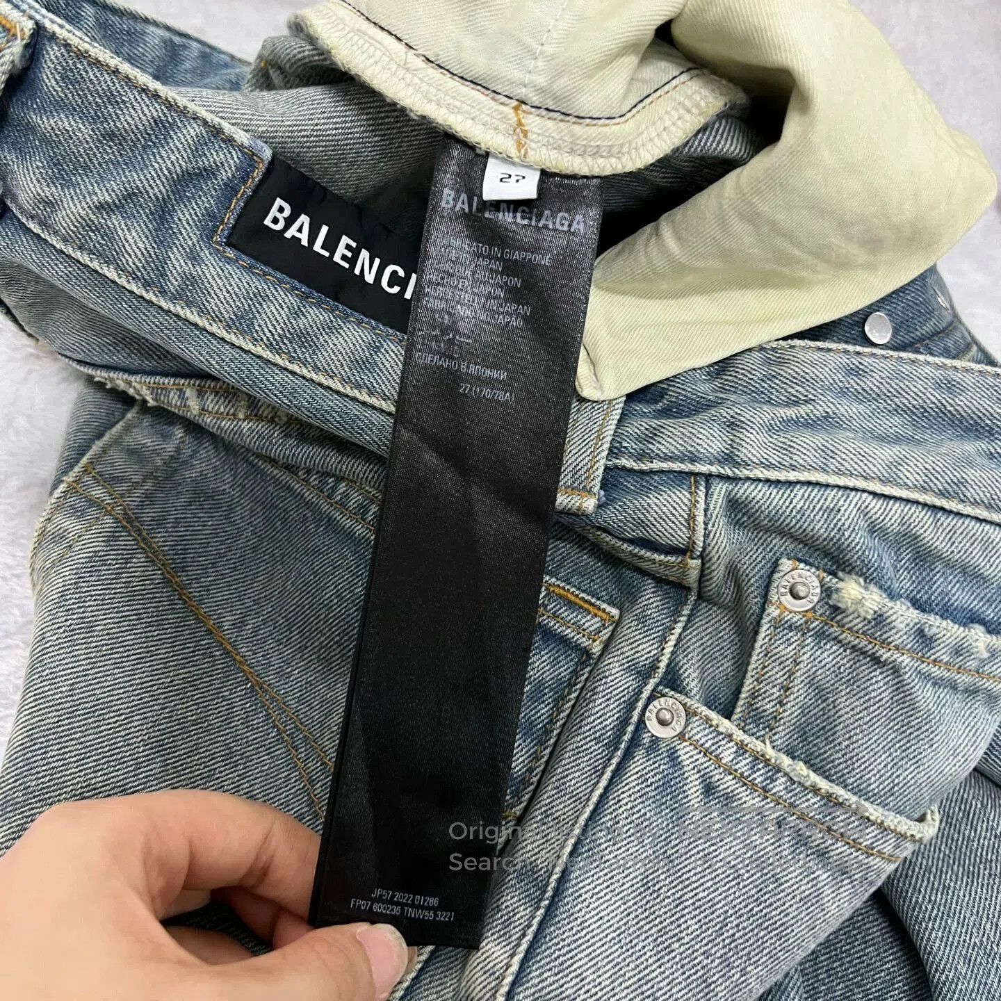 Balenciaga Light Blue Denim Wide-Leg Pants.
