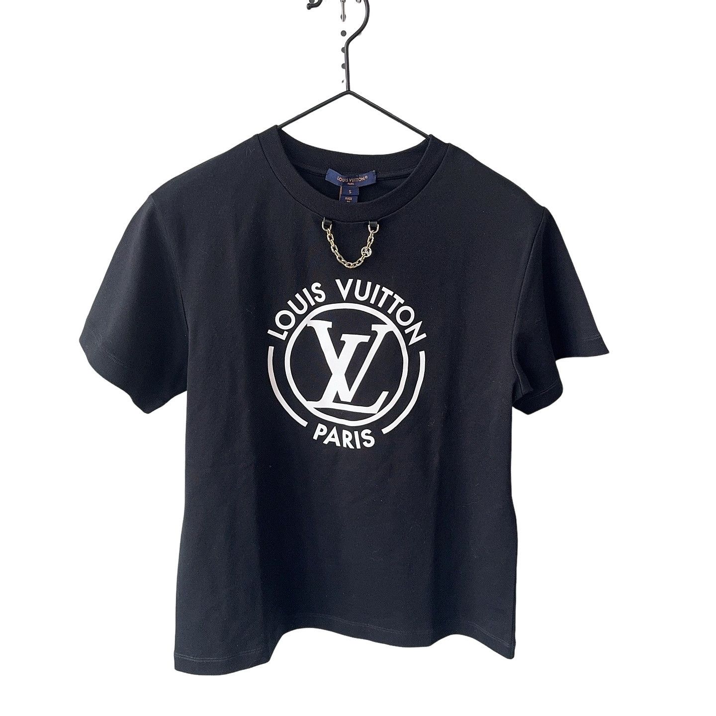 Louis Vuitton LOUIS VUITTON LOGO BLACK CREWNECK T-SHIRT FOR JAPAN