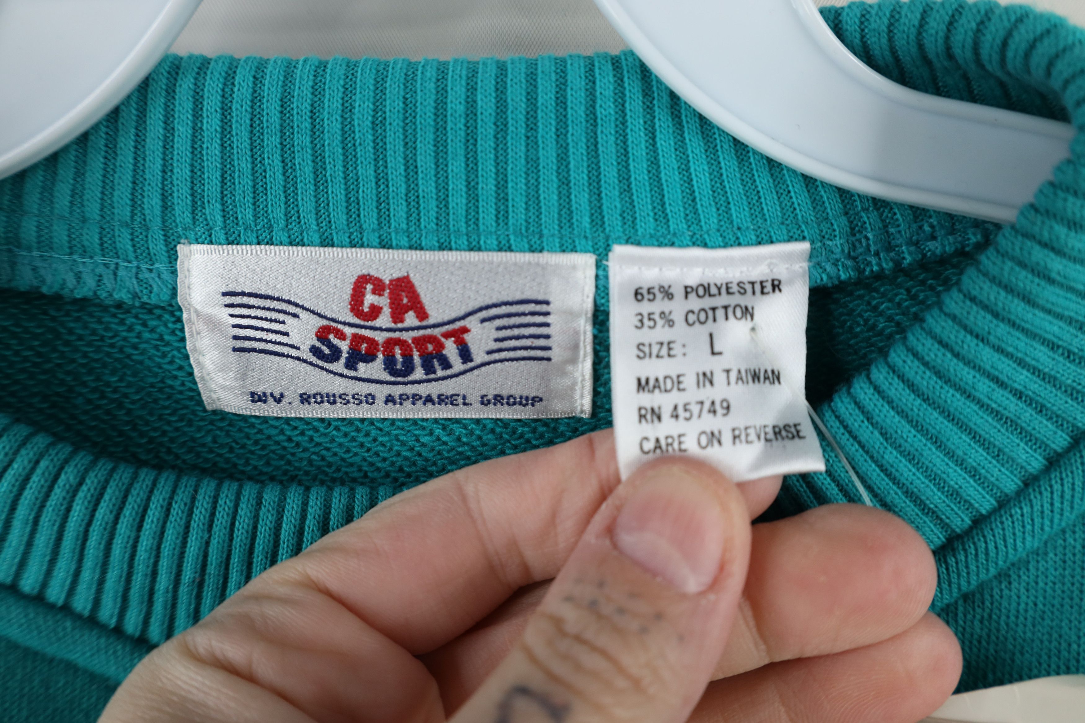 Vintage Deadstock Vintage 90s Streetwear Crewneck Sweatshirt Teal Size L / US 10 / IT 46 - 5 Thumbnail