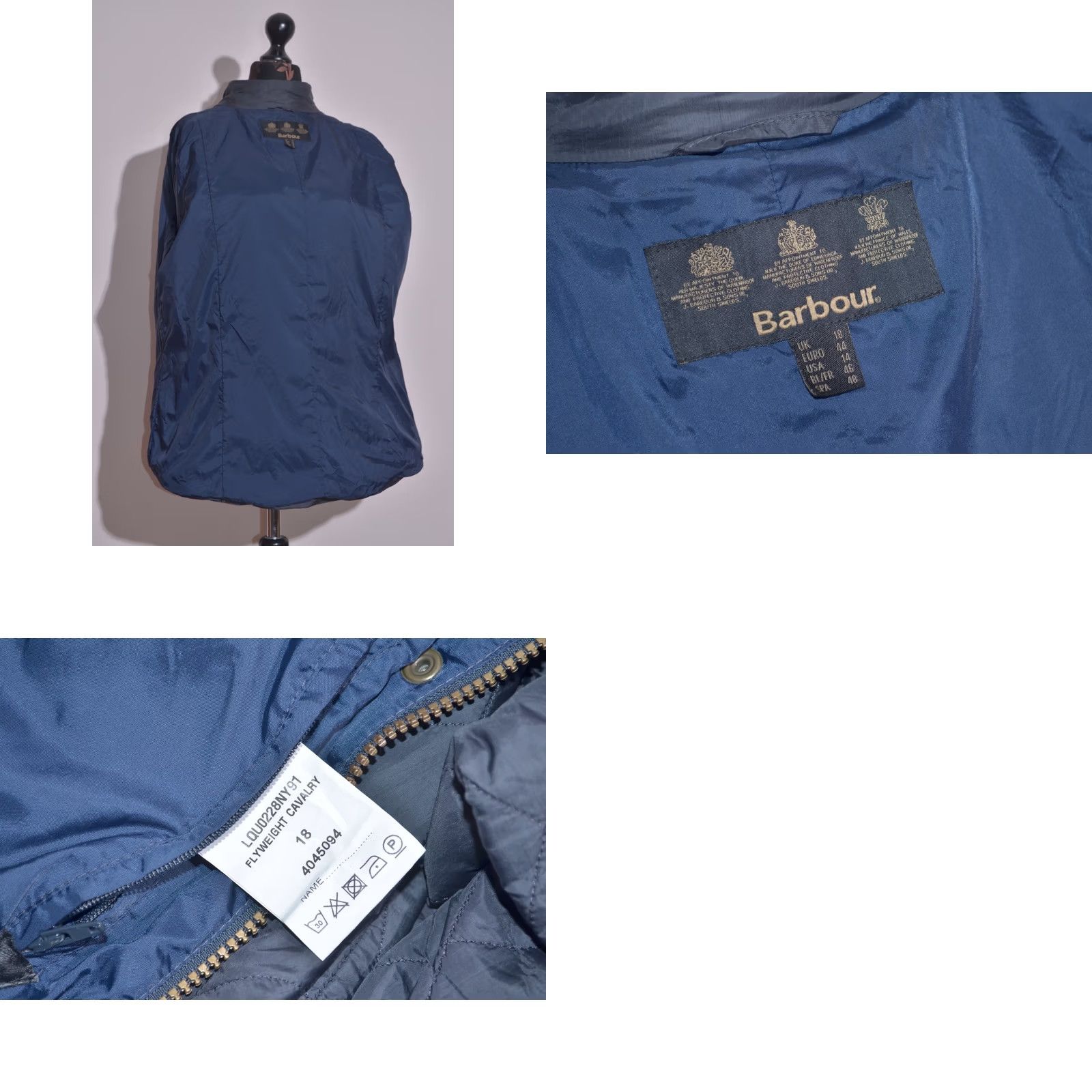 Barbour Barbour Flyweight Cavalry Quilt Jacket Women Dark Grey Lightweight Coat UK18 Size XXL / US 16-18 / IT 52-54 - 8 Thumbnail
