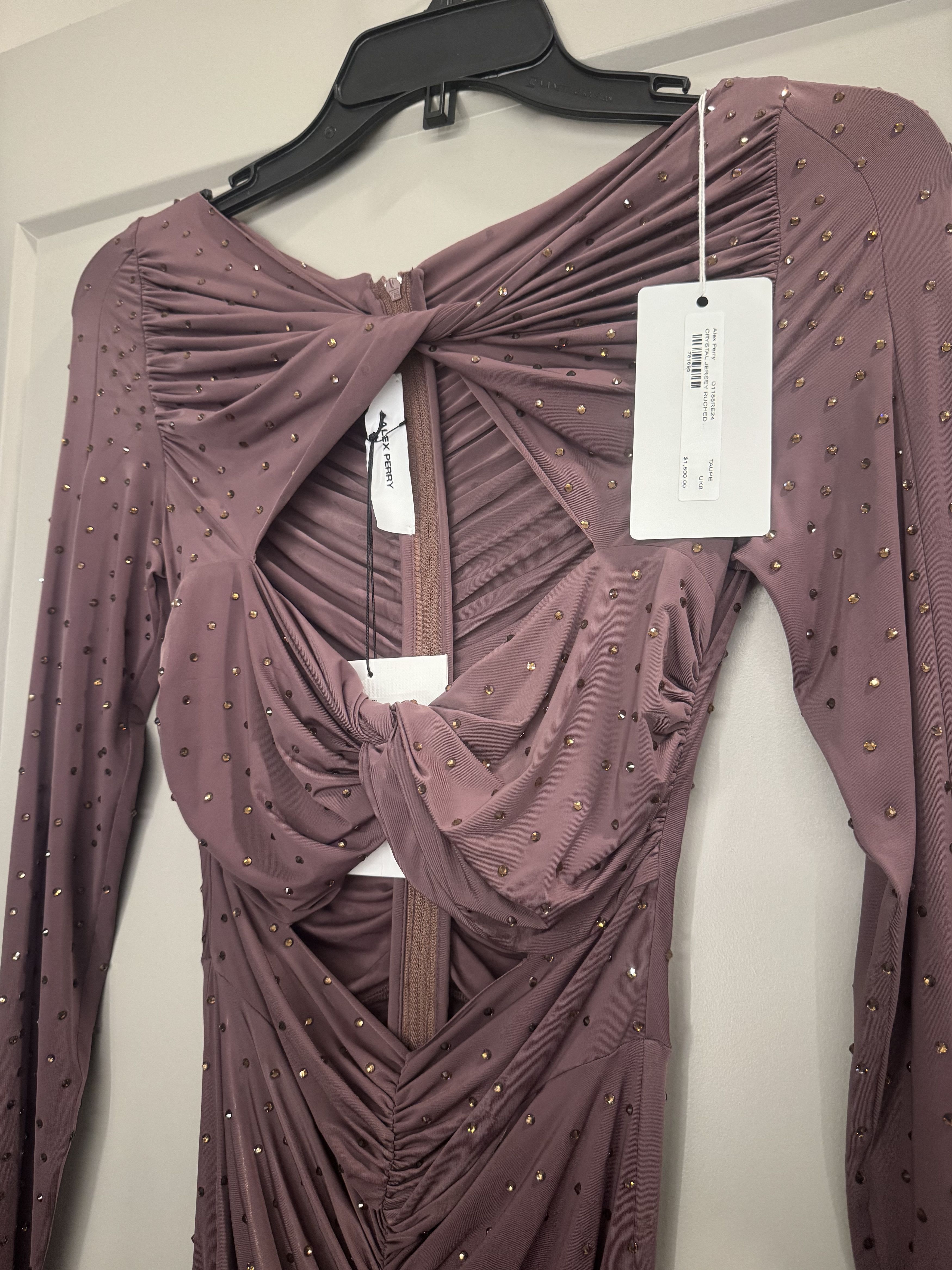Alex Perry Crystal Jersey Ruched Mini Dress Size S / US 4 / IT 40 - 3 Thumbnail