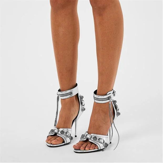 Balenciaga o1g2r1mq0924 Heels Sandals in Silver Size US 7.5 / IT 37.5 - 6 Thumbnail