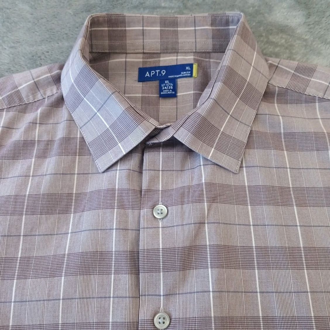 Apt. 9 Apt. 9 Shirt Mens XL Slim Fit Purple Plaid Long Sleeve Button Up Size US XL / EU 56 / 4 - 3 Thumbnail