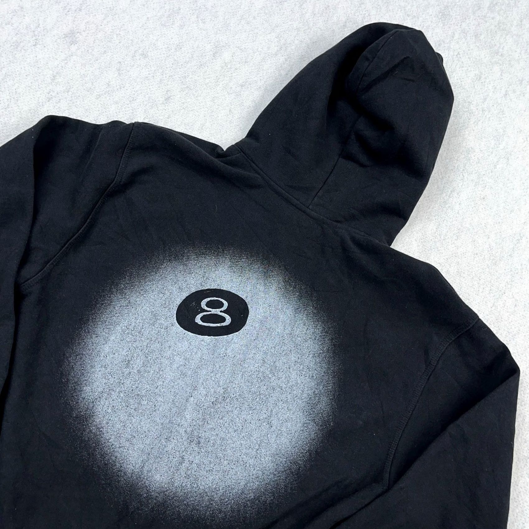 Bally Stussy Hoodie Mens M Black Faded 8 Ball Skate Sweatshirt Skateboard Adult Hooded Pockets Logo Crewneck Pullover Regular Sweatshirt Size US M / EU 48-50 / 2 - 6 Thumbnail