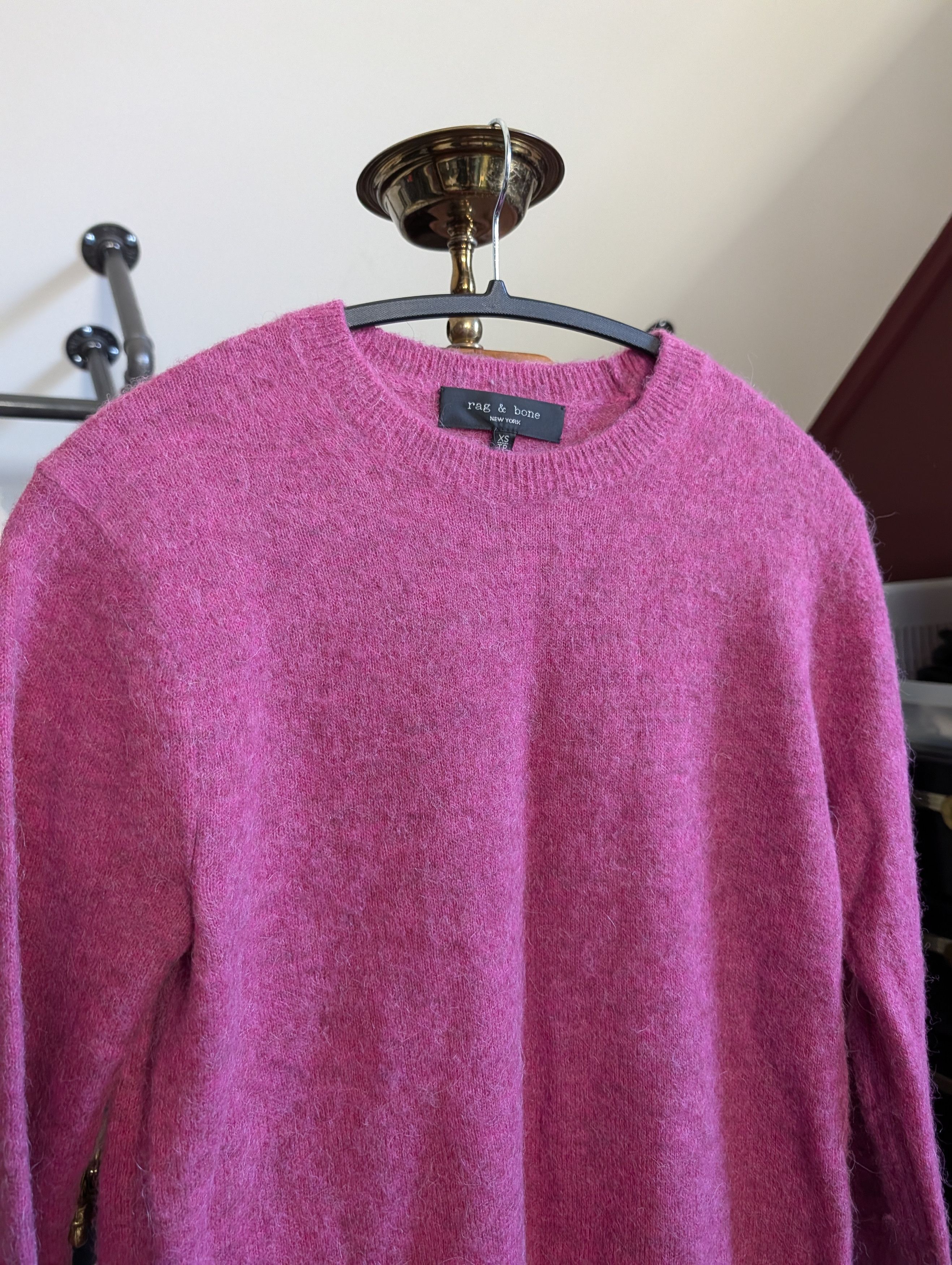Rag & Bone ALPACA Fuzzy Knit Pink Rock N Roll Sweater XS Size US XS / EU 42 / 0 - 2 Thumbnail