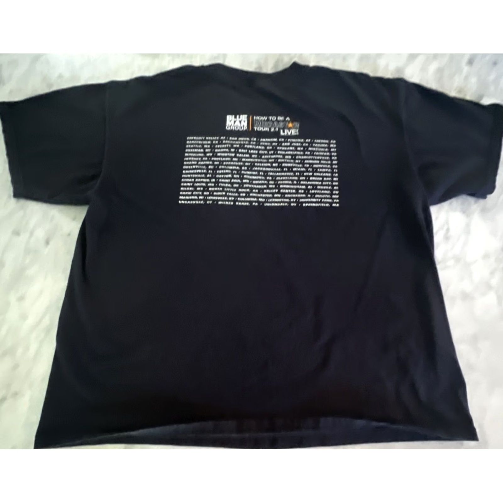 Anvil Blue Man Group Tour Tshirt XL How To Be A Megastar 2.1 Live! Double Sided Anvil Black Mens Music Size US XL / EU 56 / 4 - 6 Thumbnail