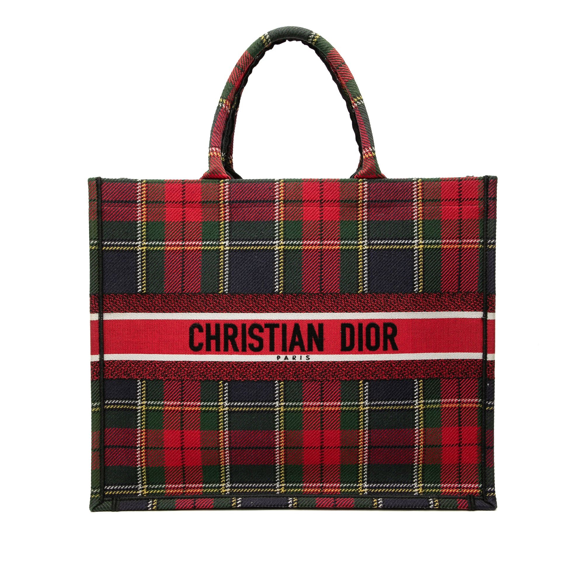 Dior Large Embroidered Canvas Tartan Check Book Tote Size ONE SIZE - 1 Thumbnail