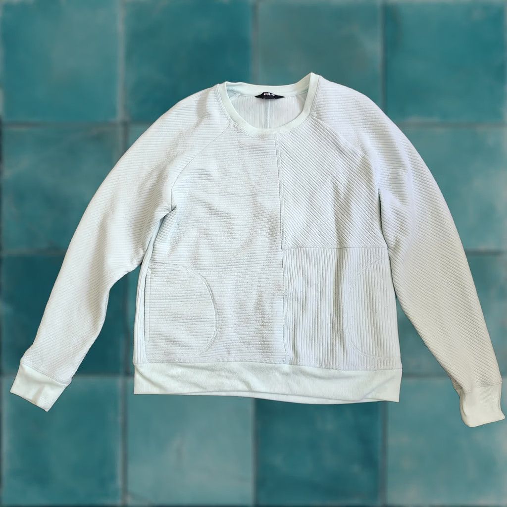 Fila Fila Sweater Women Blue Solid Long Sleeve Crew Neck Pockets Outdoor Casual Size M - Women's Pullover" Size M / US 6-8 / IT 42-44 - 1 Thumbnail
