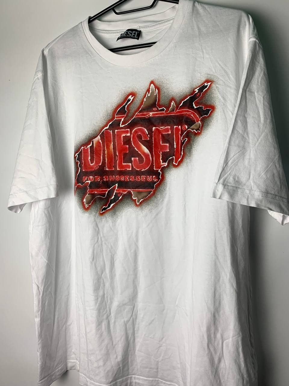 Designer × Diesel Diesel T-just White T-shirt With Peel Off Graphic Logo Size US XXL / EU 58 / 5 - 3 Thumbnail