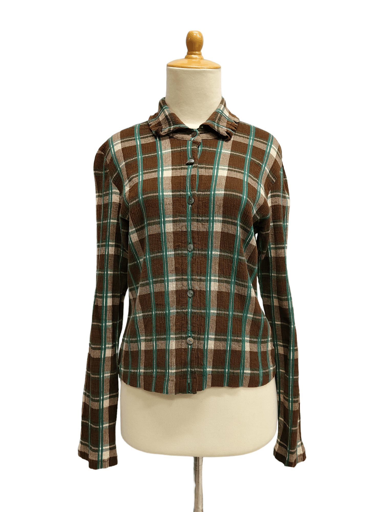 Tsumori Chisato Tsumori Chisato🇯🇵 Pin Button Detail Plaid Pleated Blouses Size M / US 6-8 / IT 42-44 - 1 Thumbnail