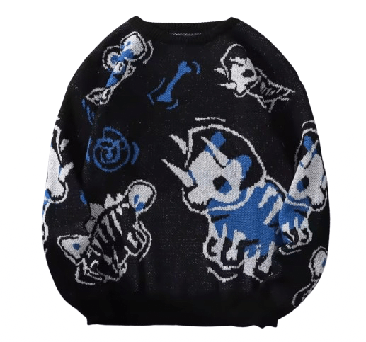 Other Street Dinosaur Roar Double Sided Sweater Jacquard Knitwear Size US S / EU 44-46 / 1 - 1 Thumbnail
