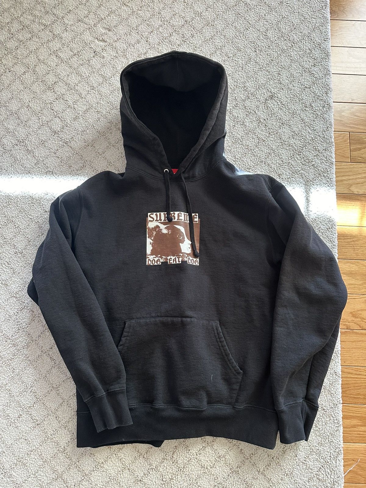 image of Supreme Dog Eat Dog Hoodie in Black, Men's (Size Small)