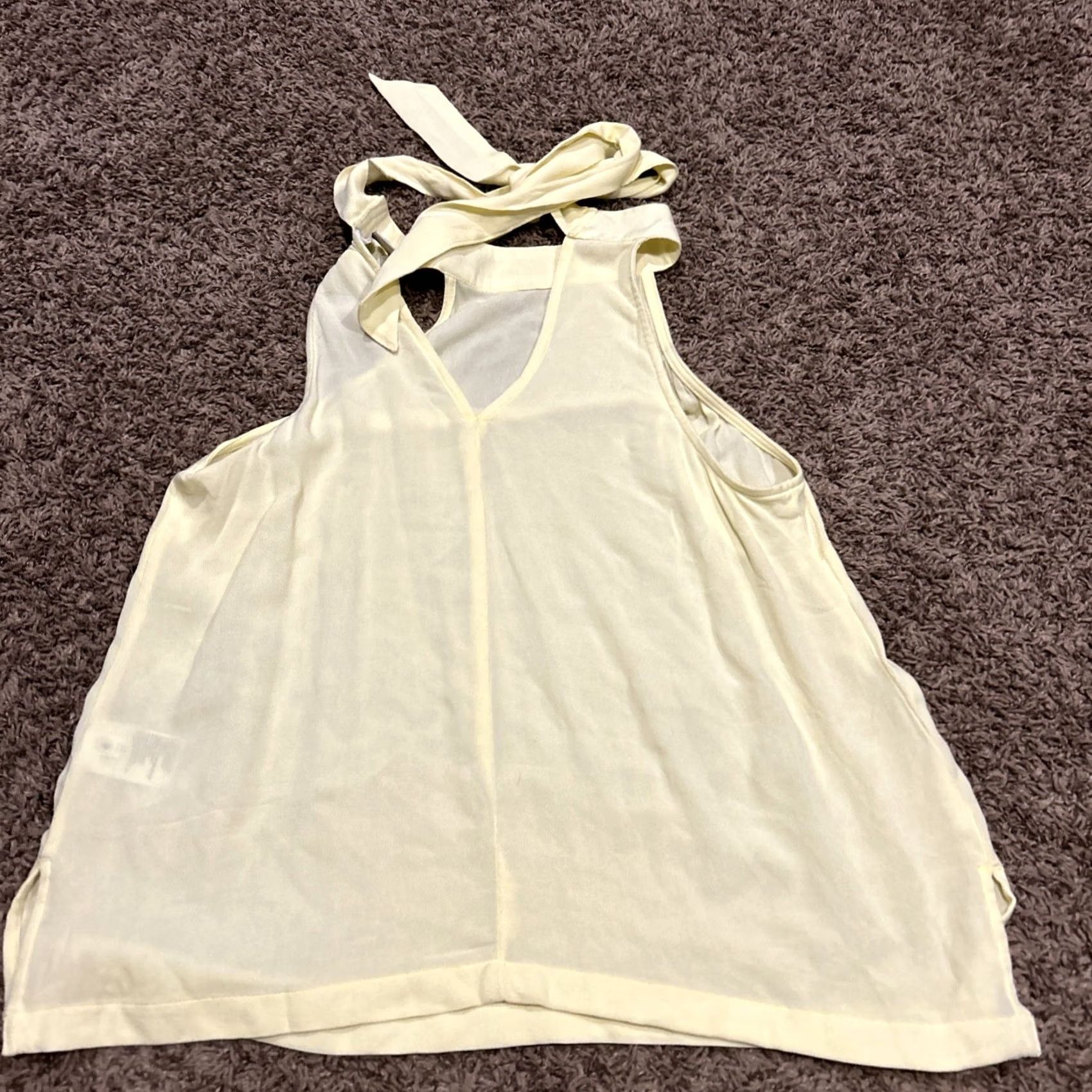 American Eagle Outfitters American Eagle Outfitters Blouse Shirt Women XS V-Neck Sleeveless Sheer Viscose Bohemian Multicolor Yellow Pattern Solid Size XS / US 0-2 / IT 36-38 - 3 Thumbnail