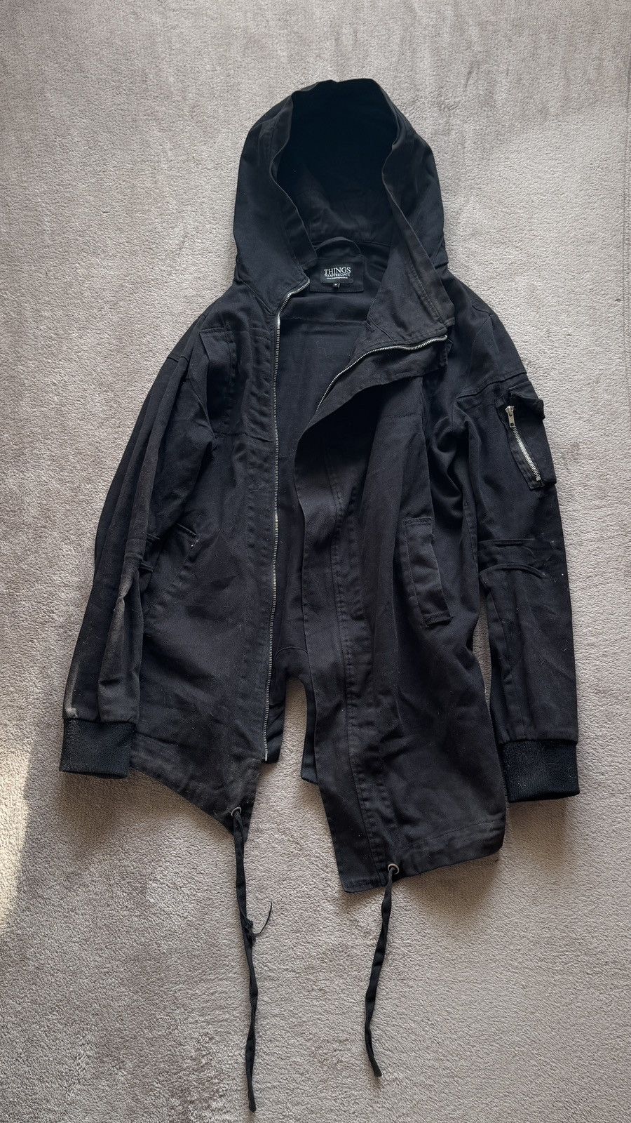 If Six Was Nine Rick Owens Helmut Lang Yohji Vibe Asymmetric Zip Hood Jacket Size US M / EU 48-50 / 2 - 2 Thumbnail