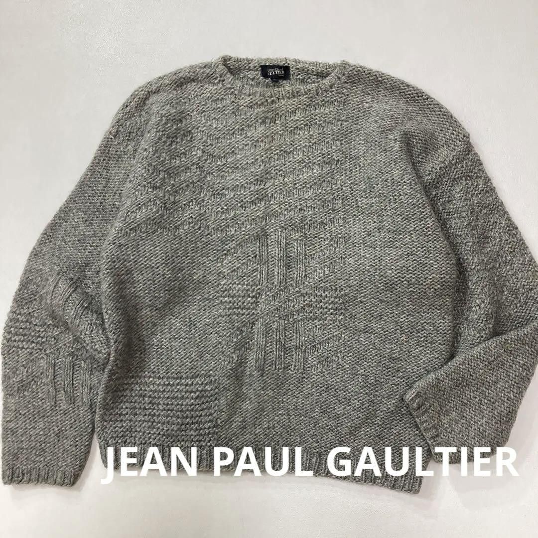 image of Jean Paul Gaultier Archive Patchwork Wool Knit Sweater in Grey, Men's (Size Large)