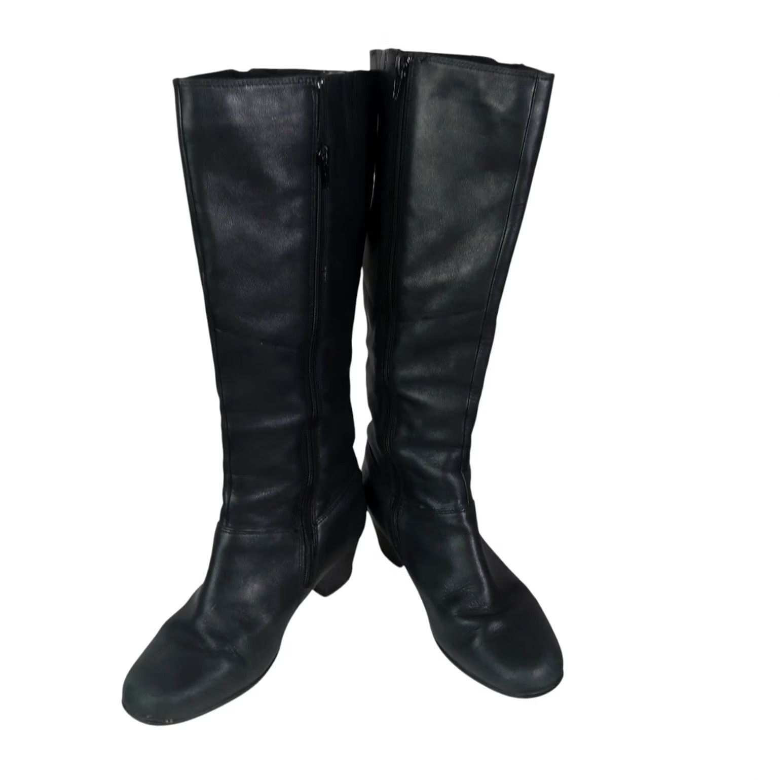 Clarks Clarks Black Leather Heeled Knee High Boots 6.5 Wide Womens Boot Riding Zip 1.75" Heel 16" Height 15" Calf Casua l Fall Winter Spring Size US 7 / IT 37 - 3 Thumbnail