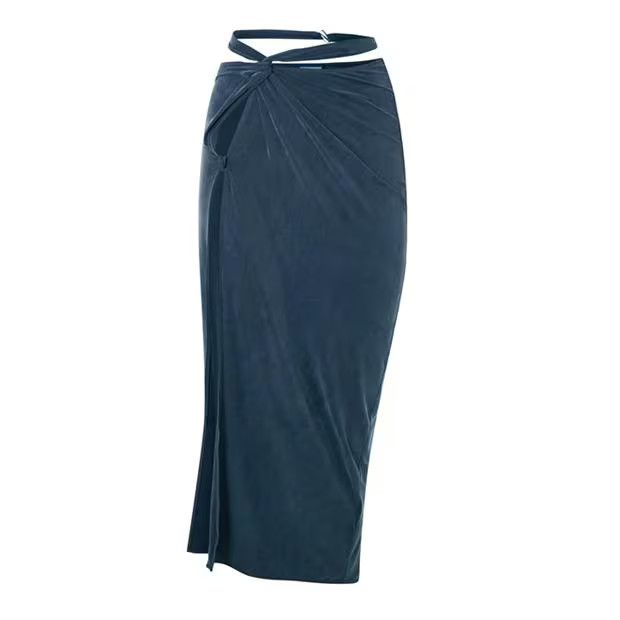Jacquemus o1g2r1mq1024 Midi Skirt in Navy Size 28" / US 6 / IT 42 - 2 Thumbnail