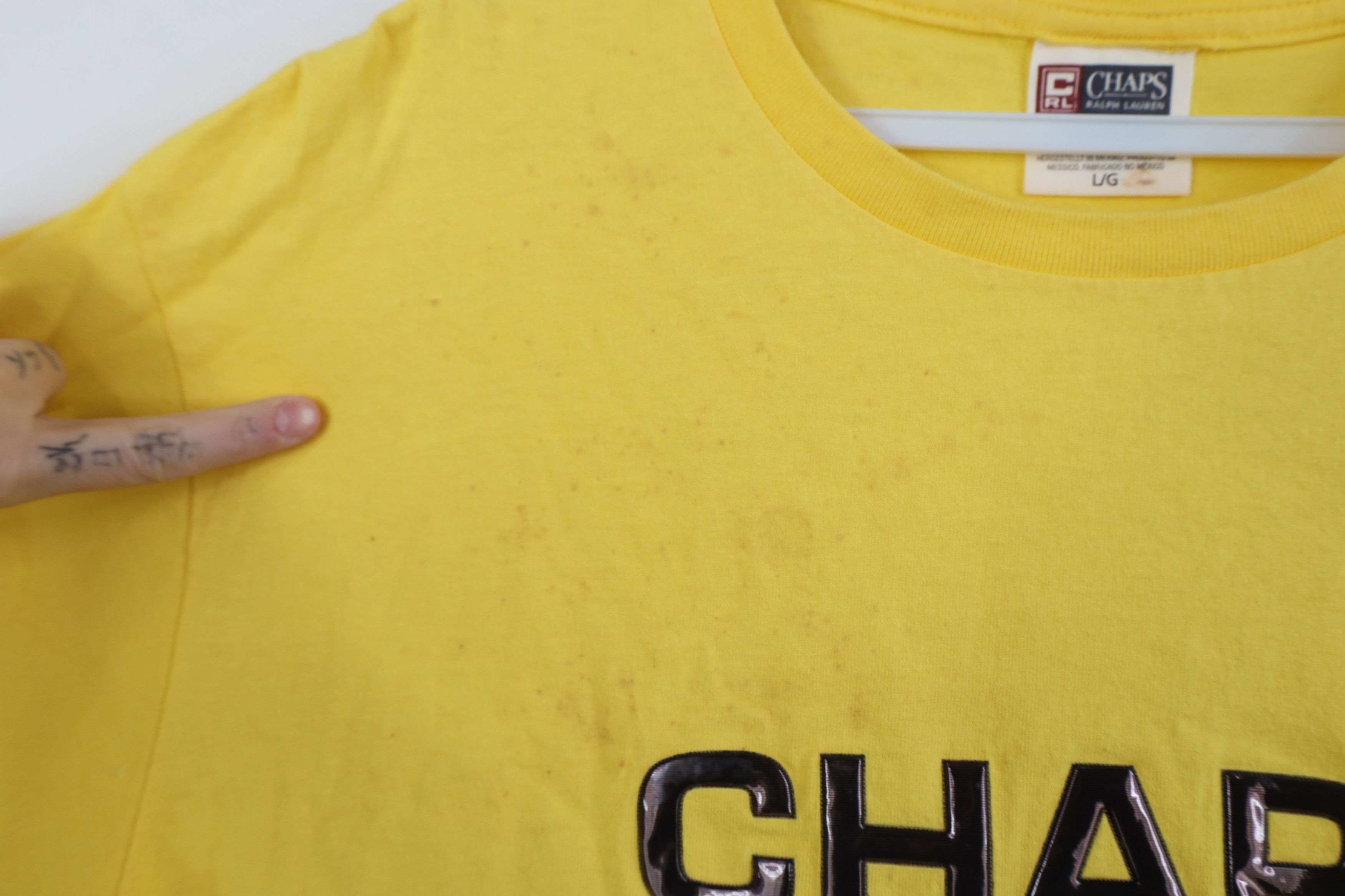 Ralph Lauren Vintage 90s Y2K Chaps Ralph Lauren Spell Out T-Shirt Yellow Size US L / EU 52-54 / 3 - 5 Thumbnail