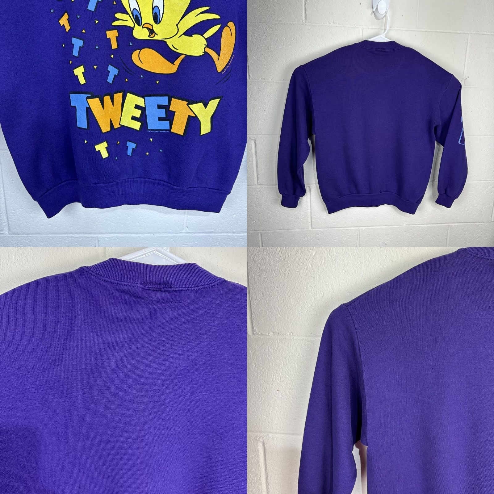Vintage VINTAGE Garment Graphics Tweety Bird Crewneck Sweatshirt Large Purple Sweatshirt Unisex Adults Graphic Print Pullover Crew Neck Shirt Size US L / EU 52-54 / 3 - 9 Thumbnail